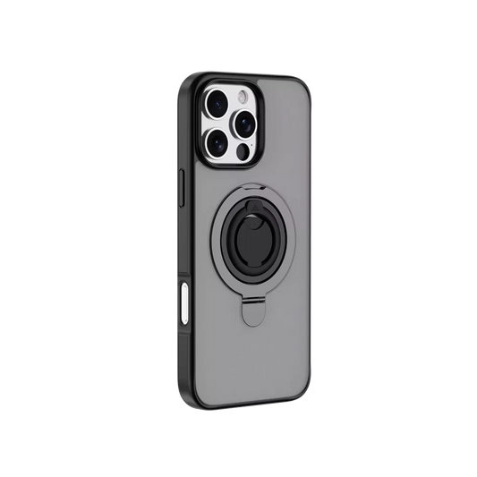 Devia - Delight MagSafe Viewing Stand & Silicone Ring Holder Case for iPhone 16 Pro Max - Black