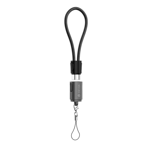 Devia - 0.2m (27W) Keychain Lanyard Woven Charger Cable USB-C to Non-MFI Lightning Cable - Black