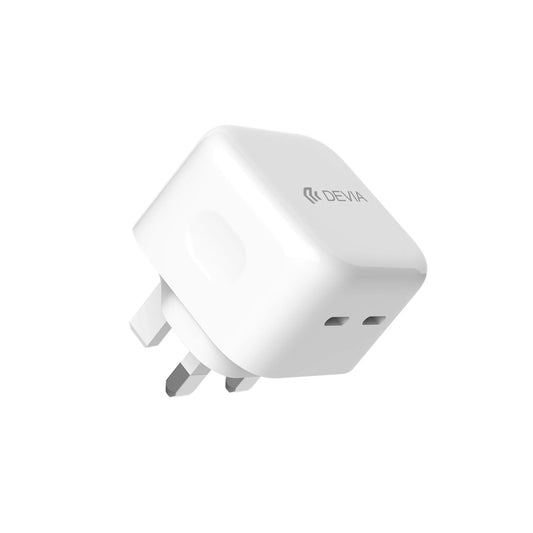 Devia - 35W GaN Dual USB-C Power Delivery 3-Pin UK Charging Plug - White