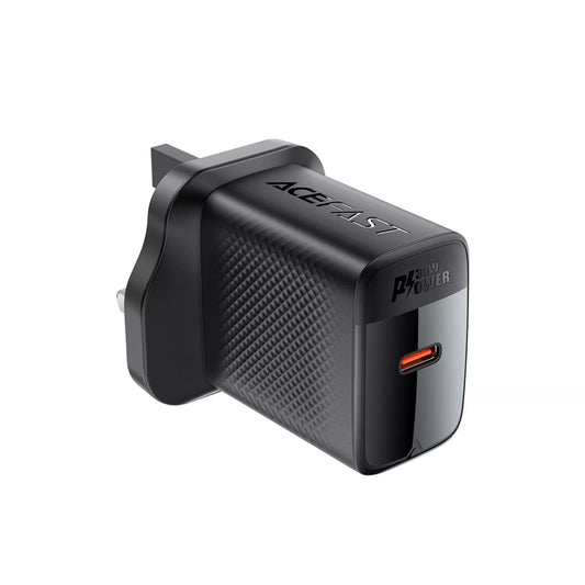 Acefast - 30W GaN USB-C Power Delivery 3-Pin UK Charging Plug - Black