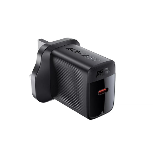 Acefast - 25W GaN USB-C Power Delivery 3-Pin UK Charging Plug - Black