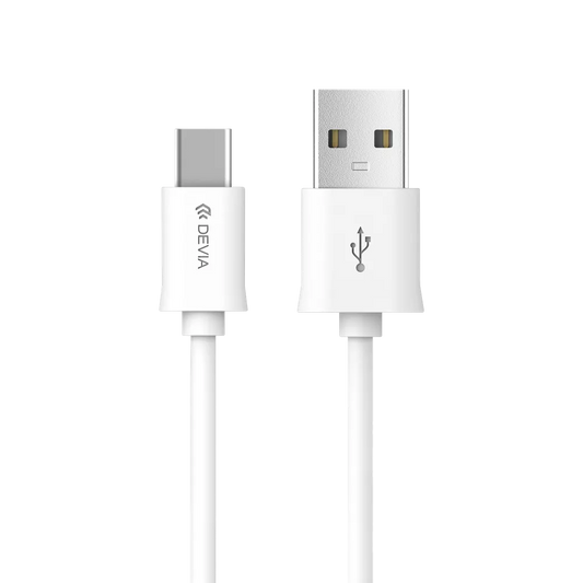 Devia Charging Cable - 2m (2.1A) USB-A to USB-C Cable - White (NOT USB-C Apple Devices)