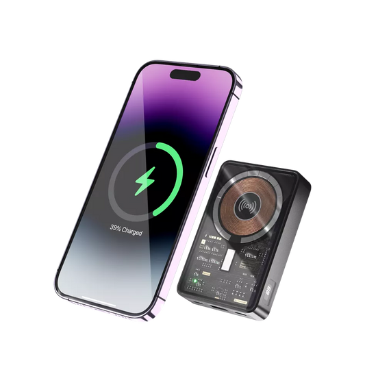 Devia - 10,000mAh 22.5W PD MagSafe Transparent CyberPunk Powerbank & Stand - Black