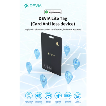 Devia - LiteTag Card MFI (Apple Approved) Find My Item Finder - Black