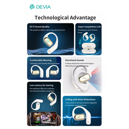 Devia - OWS Lite1 - Digital Display True Wireless Sports Earbuds & Charging Case - Beige