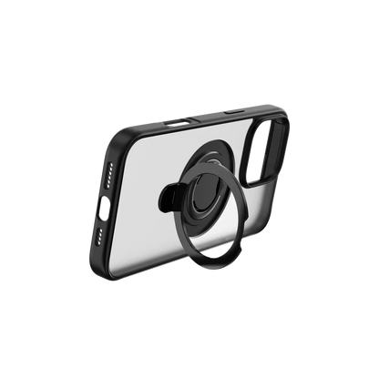 Devia - Delight MagSafe Viewing Stand & Silicone Ring Holder Case for iPhone 16 Pro Max - Black