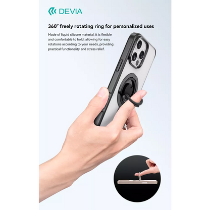 Devia - Delight MagSafe Viewing Stand & Silicone Ring Holder Case for iPhone 16 Pro Max - Black