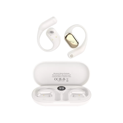 Devia - OWS Lite1 - Digital Display True Wireless Sports Earbuds & Charging Case - Beige