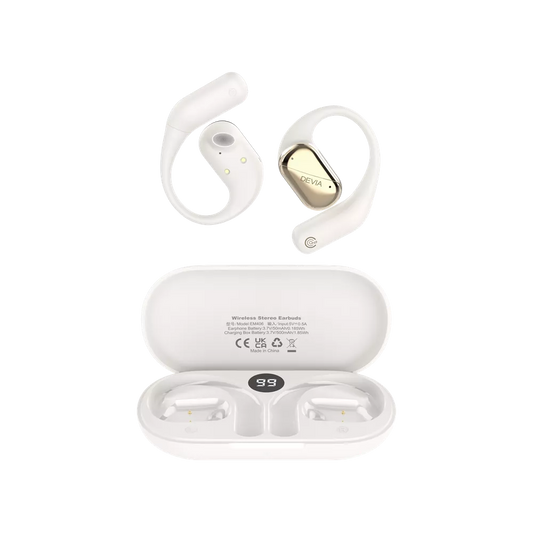 Devia - OWS Lite1 - Digital Display True Wireless Sports Earbuds & Charging Case - Beige