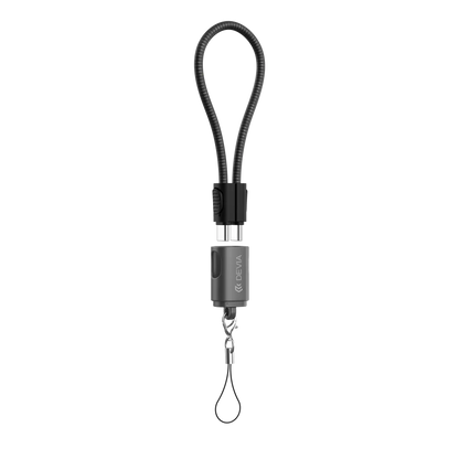 Devia - 0.2m (60W) Keychain Lanyard Woven Braided Charger Cable - USB-C to USB-C Cable - Black