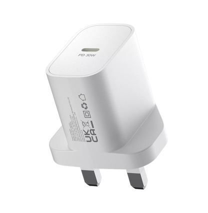 Devia - 30W GaN USB-C Power Delivery 3-Pin UK Charging Plug - White