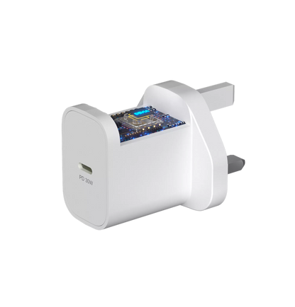 Devia - 30W GaN USB-C Power Delivery 3-Pin UK Charging Plug - White