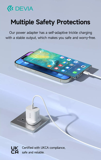 Devia - 30W GaN USB-C Power Delivery 3-Pin UK Charging Plug - White