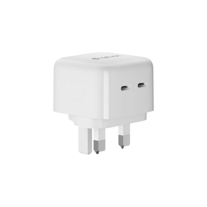 Devia - 35W GaN Dual USB-C Power Delivery 3-Pin UK Charging Plug - White