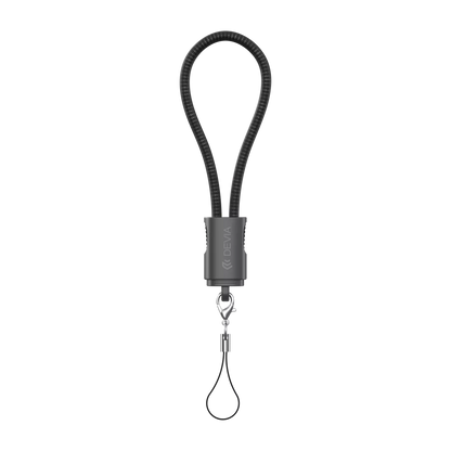 Devia - 0.2m (27W) Keychain Lanyard Woven Charger Cable USB-C to Non-MFI Lightning Cable - Black