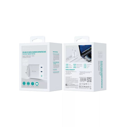 Devia - 45W GaN Dual USB-C Power Delivery 3-Pin UK Charging Plug - White