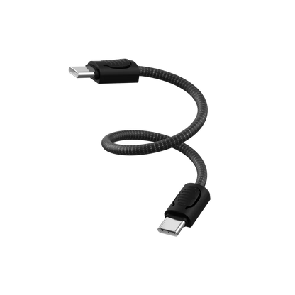 Devia - 0.2m (60W) Keychain Lanyard Woven Braided Charger Cable - USB-C to USB-C Cable - Black