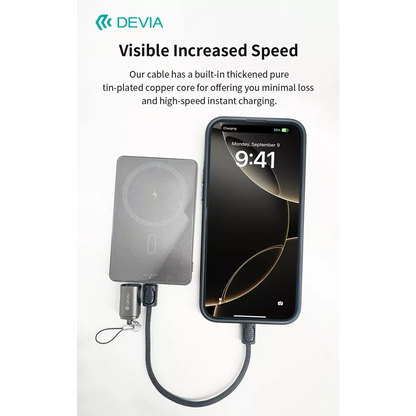 Devia - 0.2m (60W) Keychain Lanyard Woven Braided Charger Cable - USB-C to USB-C Cable - Black