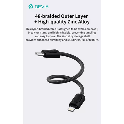 Devia - 0.2m (27W) Keychain Lanyard Woven Charger Cable USB-C to Non-MFI Lightning Cable - Black