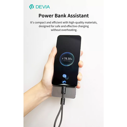 Devia - 0.2m (27W) Keychain Lanyard Woven Charger Cable USB-C to Non-MFI Lightning Cable - Black