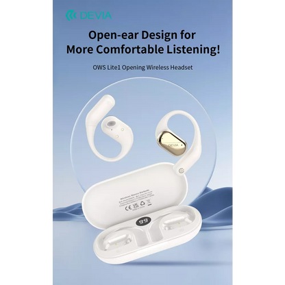 Devia - OWS Lite1 - Digital Display True Wireless Sports Earbuds & Charging Case - Beige