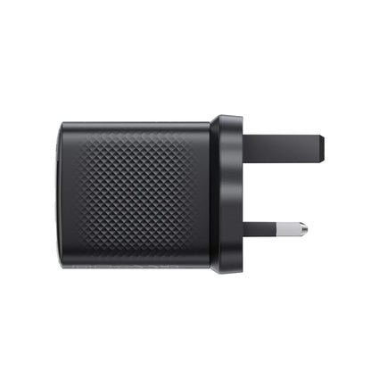 Acefast - 20W GaN USB-C Power Delivery & USB Qualcomm 3-Pin UK Charging Plug - Black