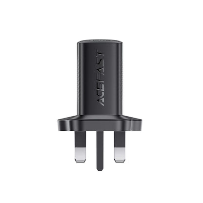 Acefast - 20W GaN USB-C Power Delivery & USB Qualcomm 3-Pin UK Charging Plug - Black