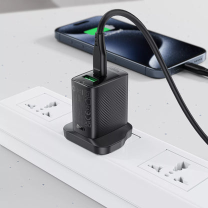 Acefast - 20W GaN USB-C Power Delivery & USB Qualcomm 3-Pin UK Charging Plug - Black