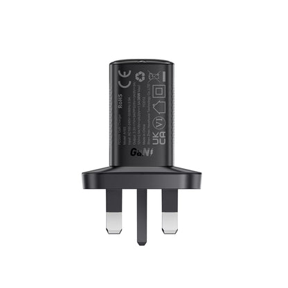 Acefast - 30W GaN USB-C Power Delivery 3-Pin UK Charging Plug - Black