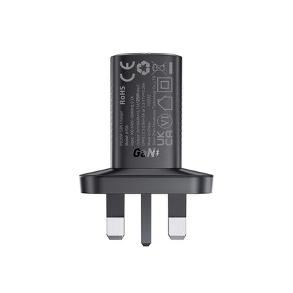 Acefast - 25W GaN USB-C Power Delivery 3-Pin UK Charging Plug - Black