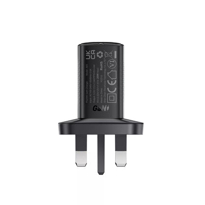 Acefast - 20W GaN USB-C Power Delivery 3-Pin UK Charging Plug - Black