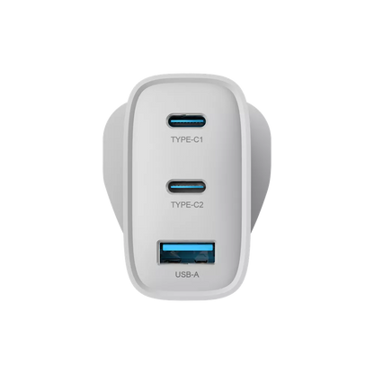 Devia - 65W GaN USB-C PD & QC4.0 3-Pin UK Mini Charging Plug - White