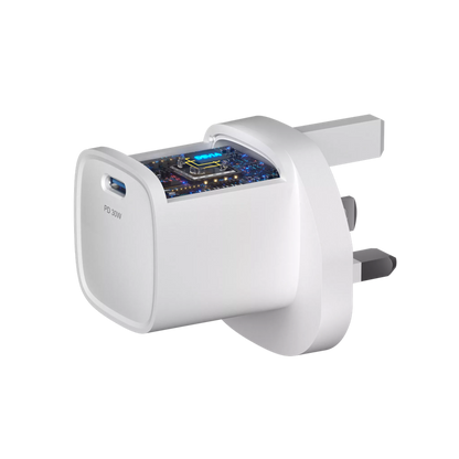 Devia - 20W GaN Mini USB-C Power Delivery 3-Pin UK Charging Plug - White