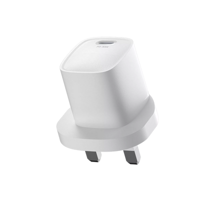 Devia - 20W GaN Mini USB-C Power Delivery 3-Pin UK Charging Plug - White