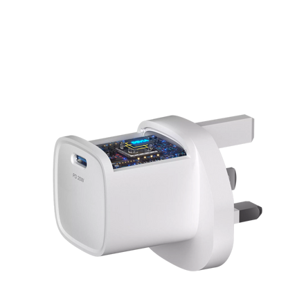 Devia - 20W GaN Mini USB-C Power Delivery 3-Pin UK Charging Plug - White