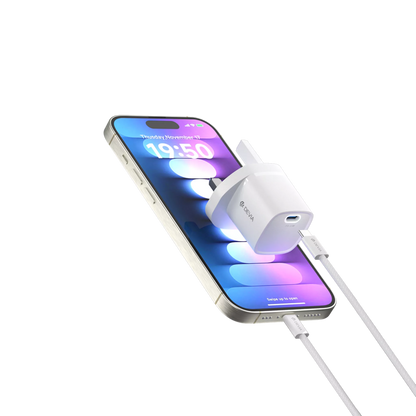 Devia - 30W Mini GaN USB-C Power Delivery 3-Pin UK Charging Plug - White