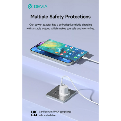 Devia - 20W GaN Mini USB-C Power Delivery 3-Pin UK Charging Plug - White