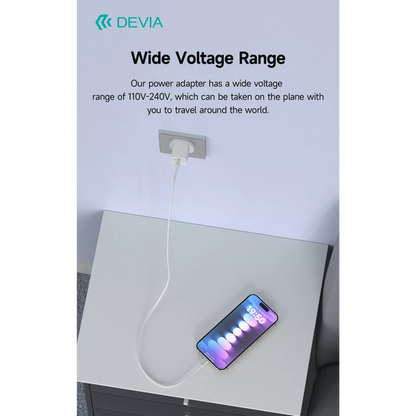 Devia - 30W Mini GaN USB-C Power Delivery 3-Pin UK Charging Plug - White
