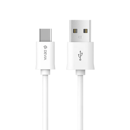 Devia Charging Cable - 2m (2.1A) USB-A to USB-C Cable - White (NOT USB-C Apple Devices)