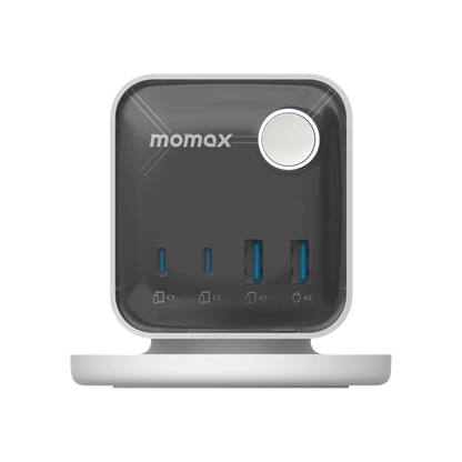 MOMAX - 1-Charge Work Flow - 3-Outlet GaN Power Cube 30W Extension Plug Socket Power Strip - 2x USB-C & 2x USB - White