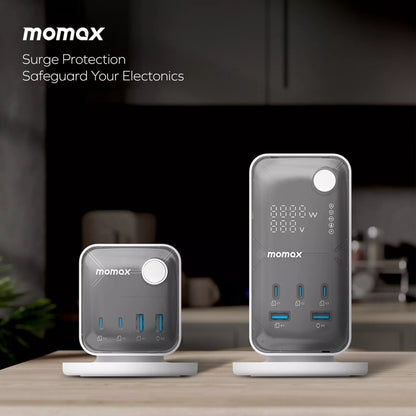 MOMAX - 1-Charge Work Flow - 6-Outlet GaN Power Tower 35W Extension Plug Socket Power Strip - 3x USB-C & 2x USB - White