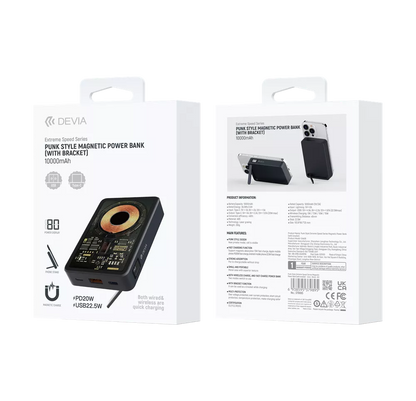 Devia - 10,000mAh 22.5W PD MagSafe Transparent CyberPunk Powerbank & Stand - Black