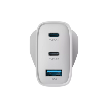 Devia - 65W GaN USB-C PD & QC4.0 3-Pin UK Mini Charging Plug & 1.5m 100W USB-C to USB-C Cable - White