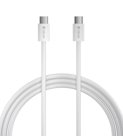 Devia - 30W GaN USB-C 3-Pin UK Charging Plug & 1.2m USB-C to USB-C Cable - White