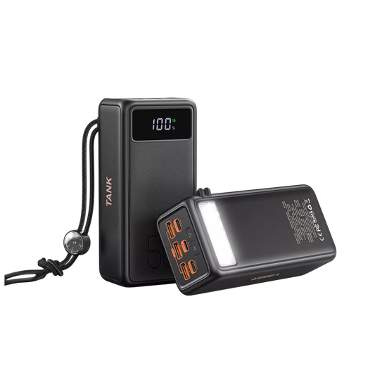 Veger - Tank Boost - 56,000mAh 130W Digital Display Powerbank & Torch - Black