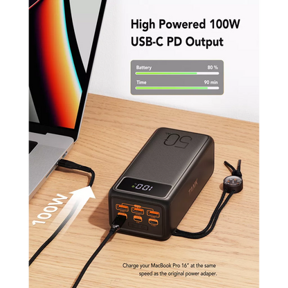 Veger - Tank Boost - 56,000mAh 130W Digital Display Powerbank & Torch - Black